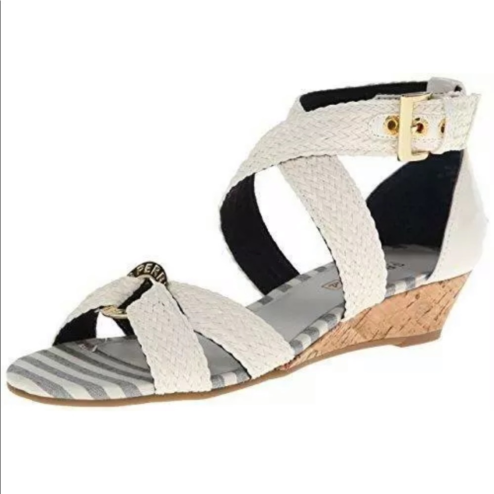 NEW Sperry Alvina White Wedge Sandals Size 7